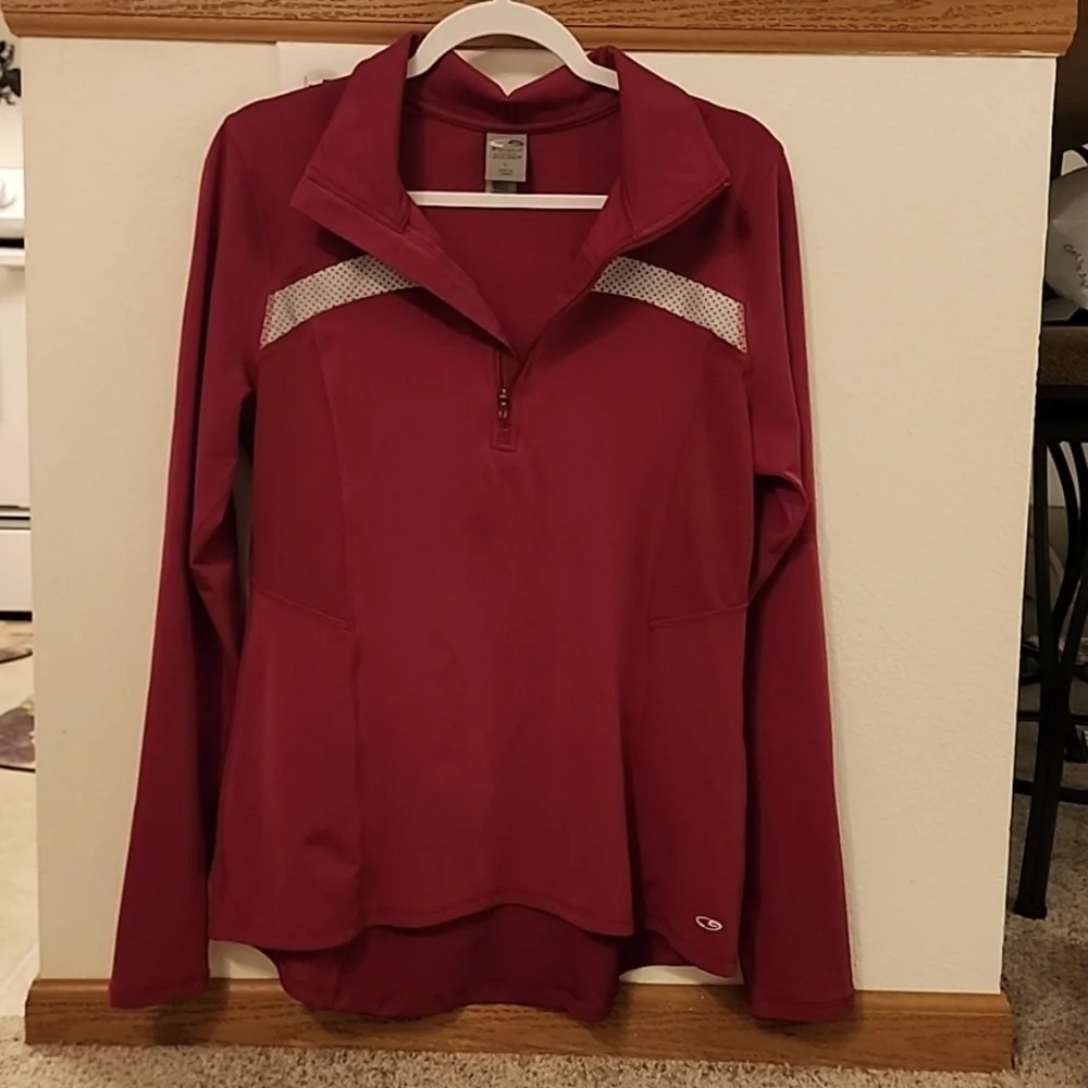 CHAMPION DUO DRY Dk Red 1/4 Zip Performance Wear Pullover Size: L